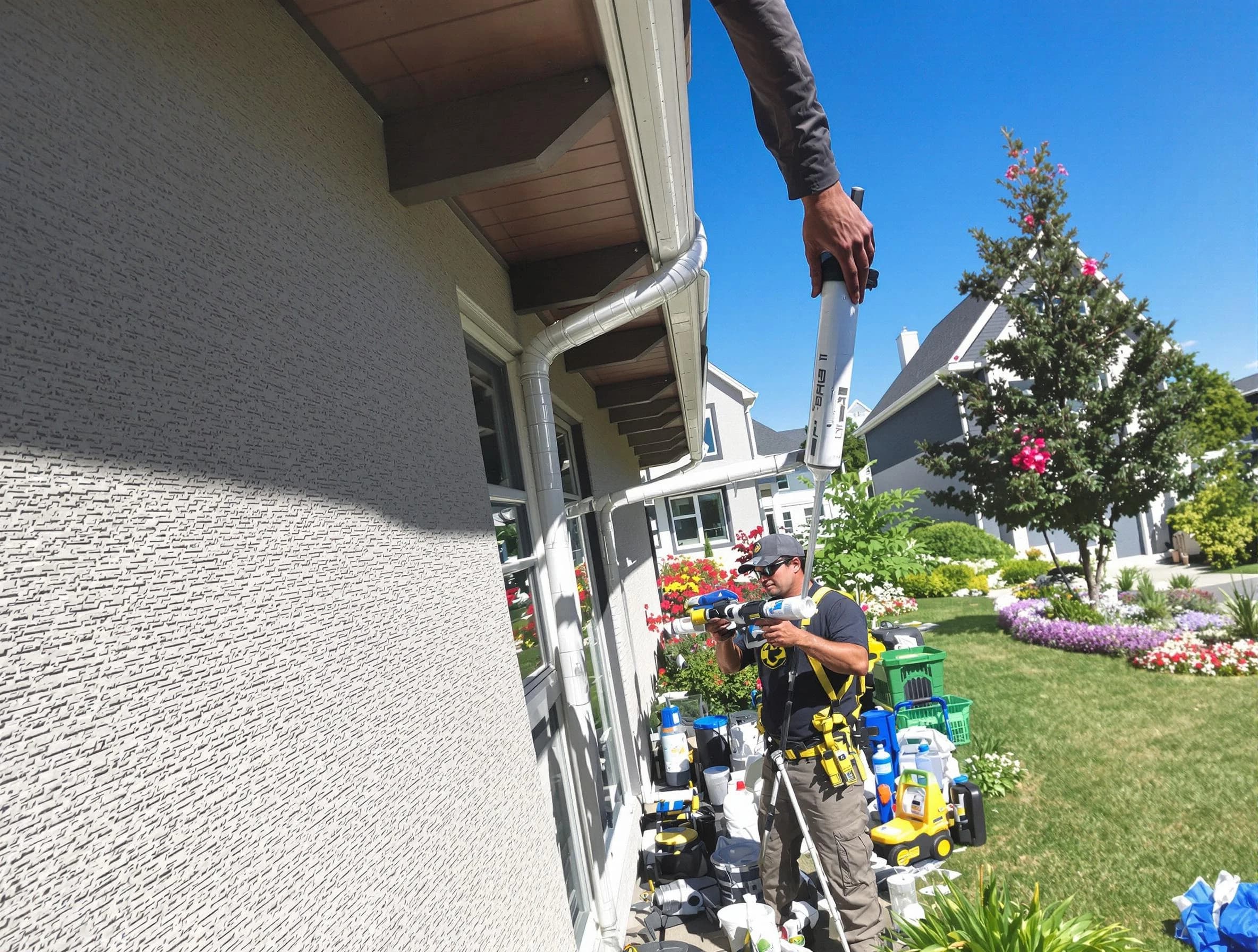 Reinforced downspout bracket installed by Fairview Park Roofing Company in Fairview Park, OH