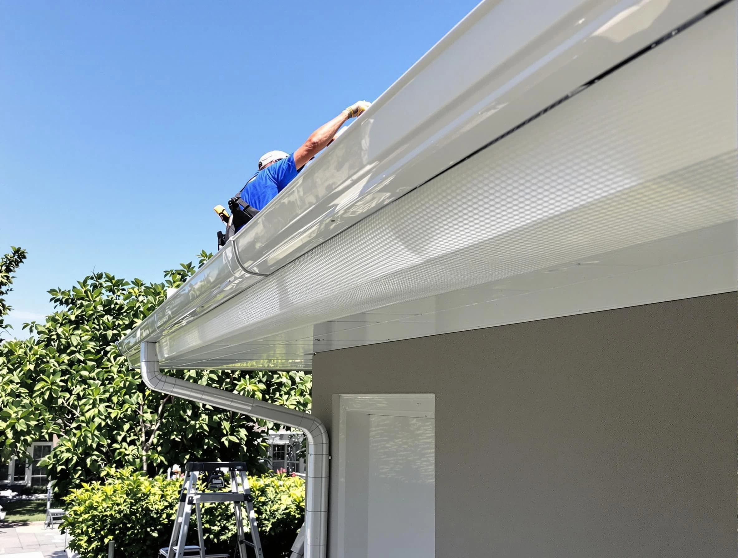 Debris-free gutter guard system by Fairview Park Roofing Company in Fairview Park, OH