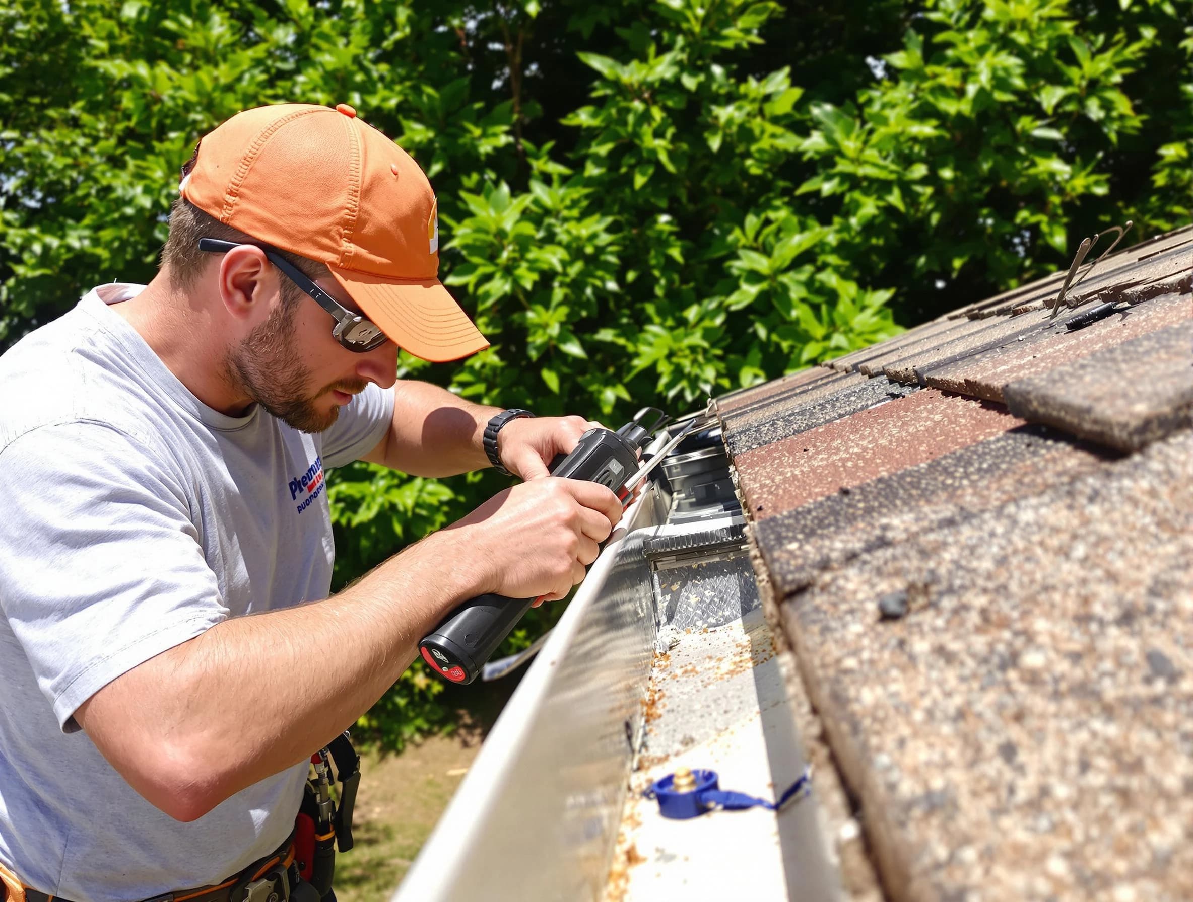 Fairview Park Roofing Company specialists conducting a gutter repair in Fairview Park, OH