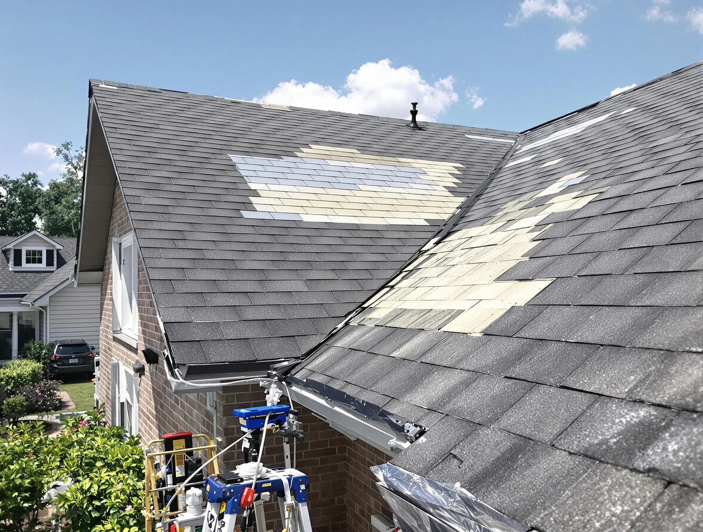 Close-up of roof repairs by Fairview Park Roofing Company in Fairview Park, OH