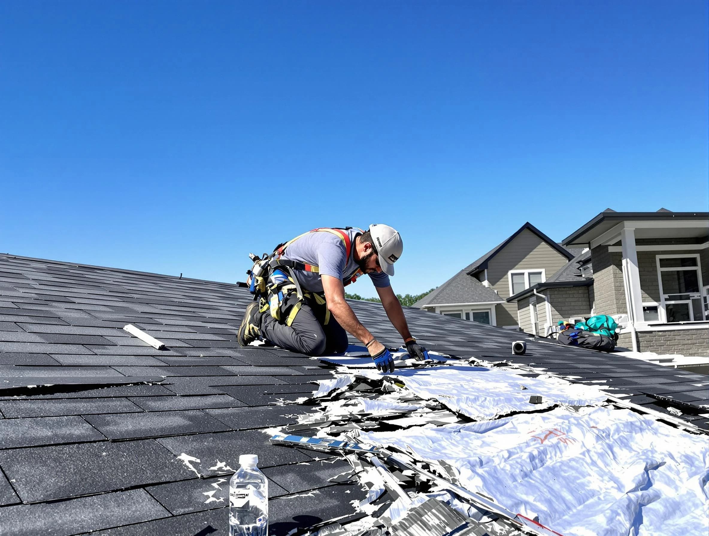 Fairview Park Roofing Company repairing a roof section in Fairview Park, OH