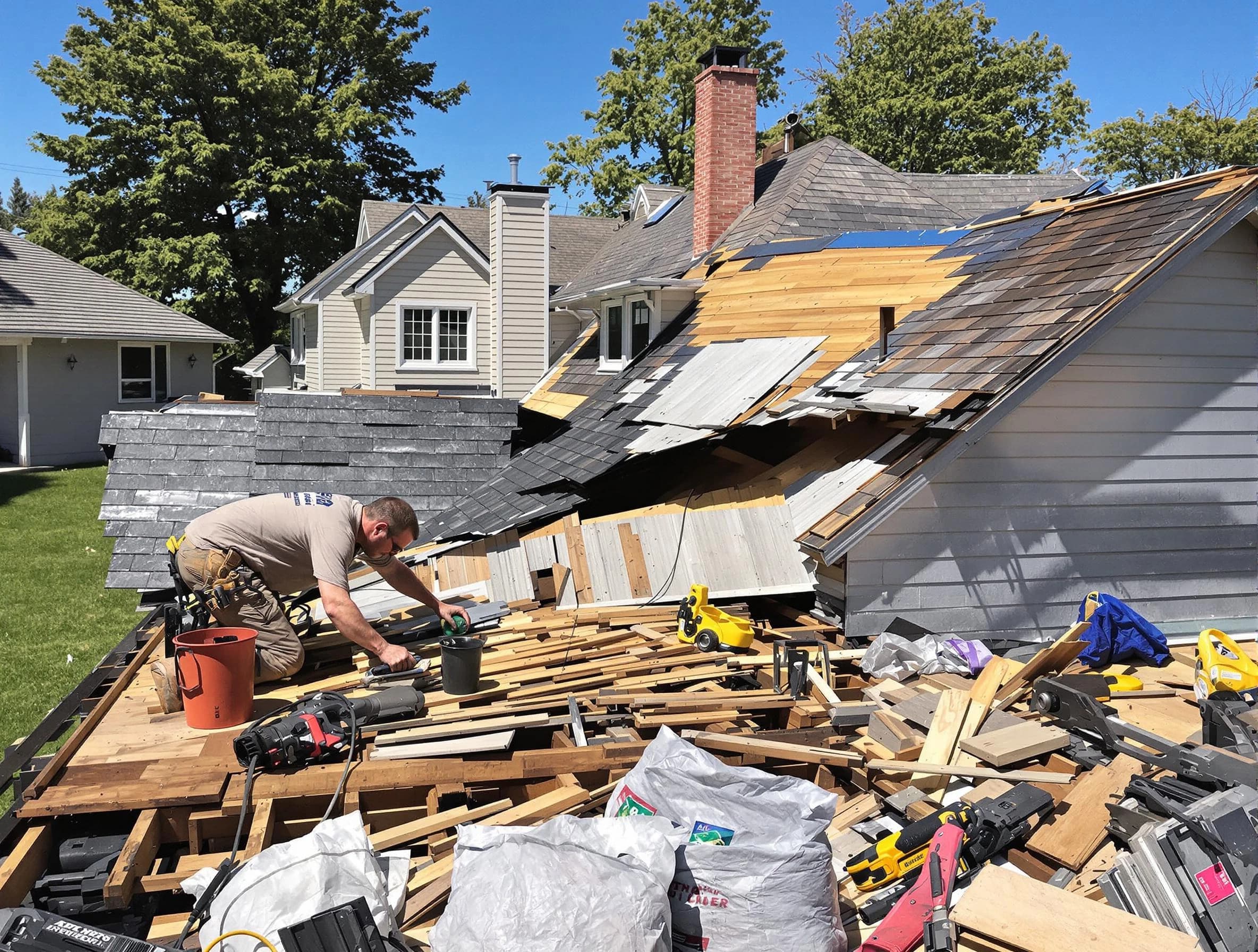 Fairview Park Roofing Company completing a roof replacement in Fairview Park, OH