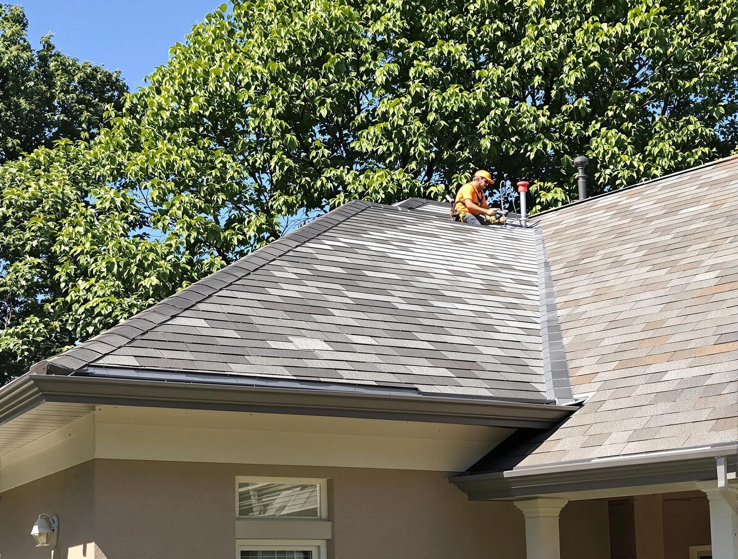 Newly completed shingle roofing by Fairview Park Roofing Company in Fairview Park, OH